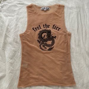 I.AM.GIA beige mesh tank